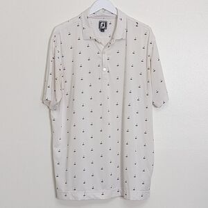 Footjoy Polo Men Extra Large White Golf Print Athletic Fit